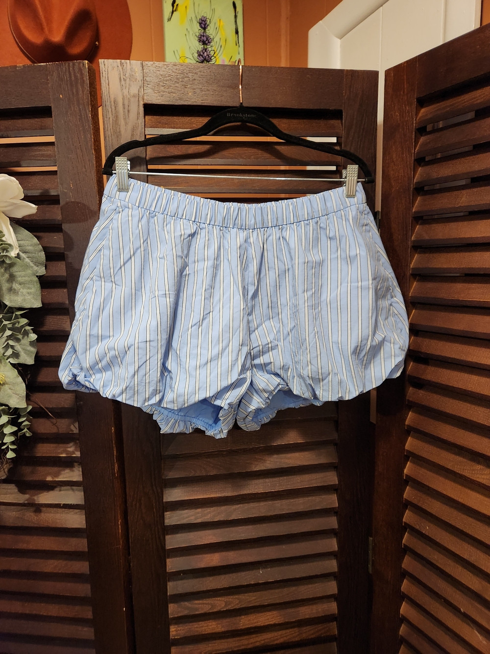 Old Navy Blue and White Striped Bubble Hem Shorts